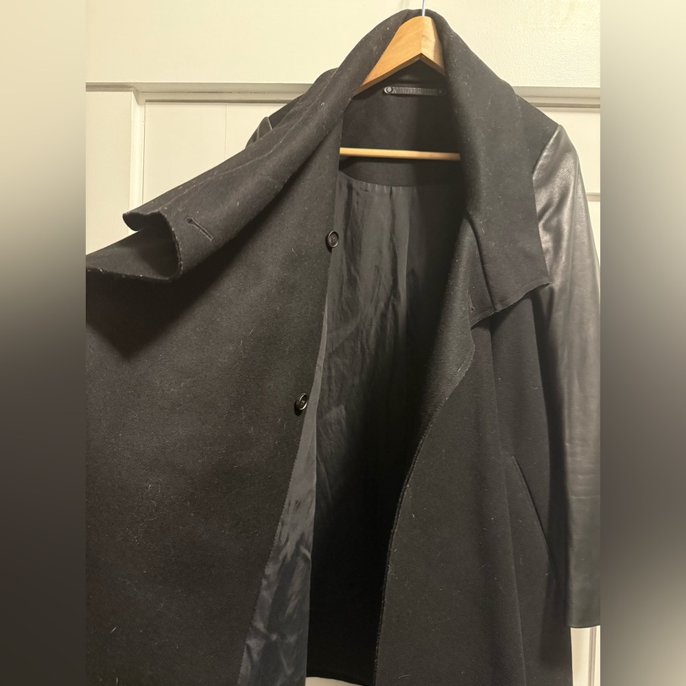 All Saints Black Drape Coat - Picture 2 of 4